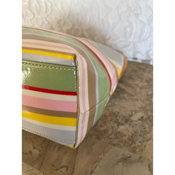 Vtg COACH striped multicolored coated fabric Y2K Demi mini bag - Picture 11 of 11